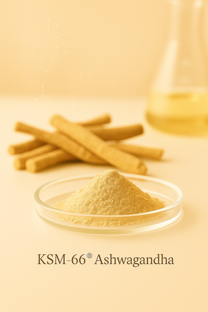 KSM-66® Ashwagandha powder showing purity and scientific precision